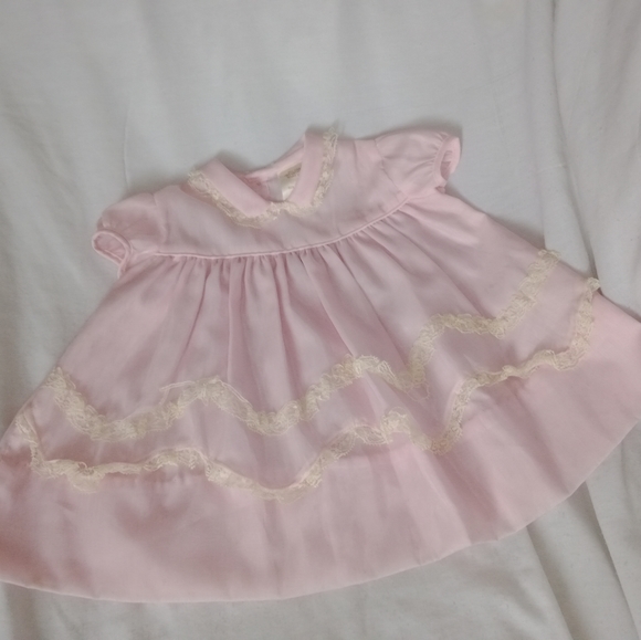 Vintage Aldenette Baby Dress Pink Layered Size 9MO - Picture 2 of 13